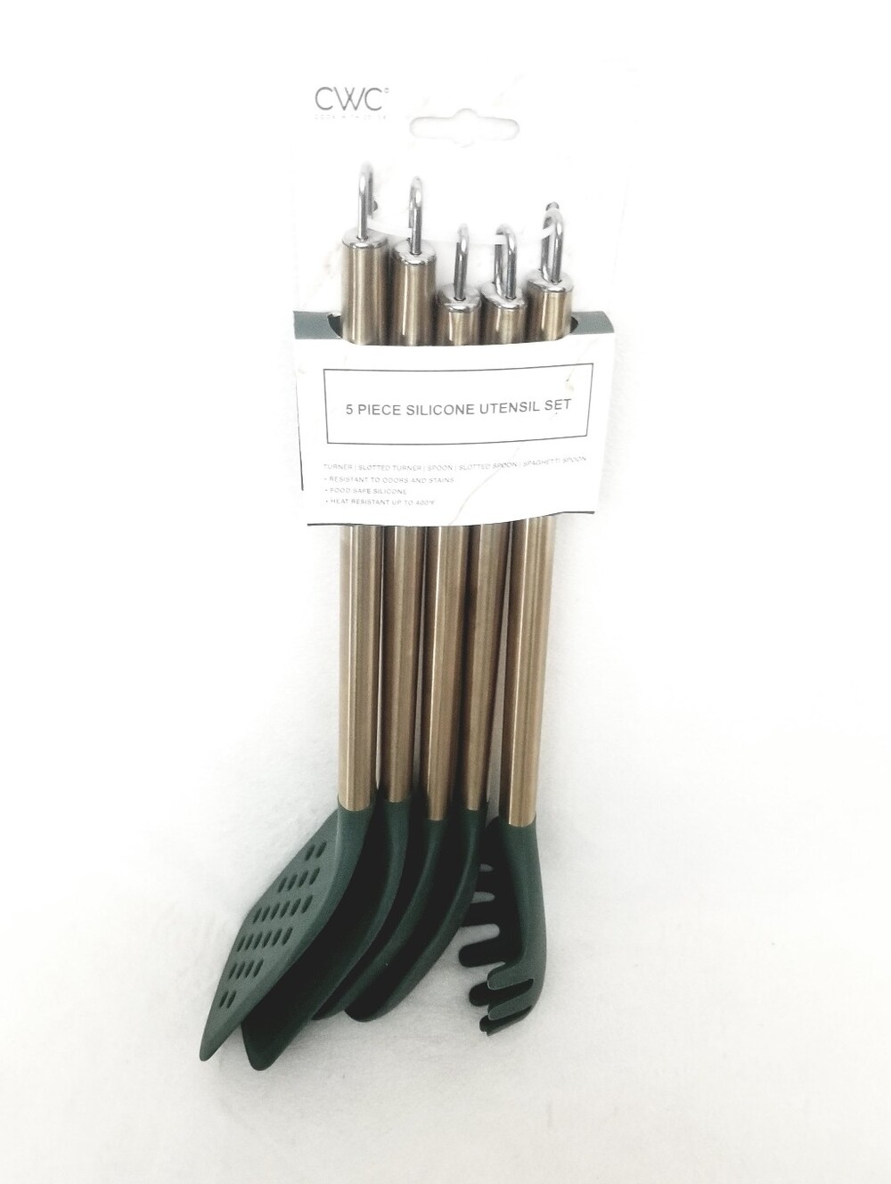 CWC 5-Piece Silicone Utensil Set — Forest Green